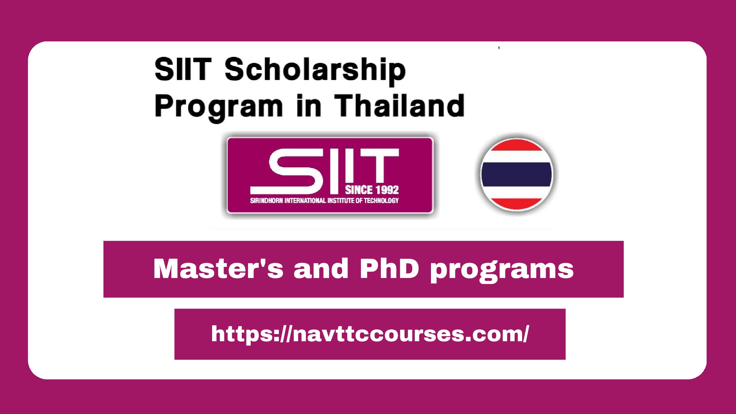 SIIT University Scholarships in Thailand 2025